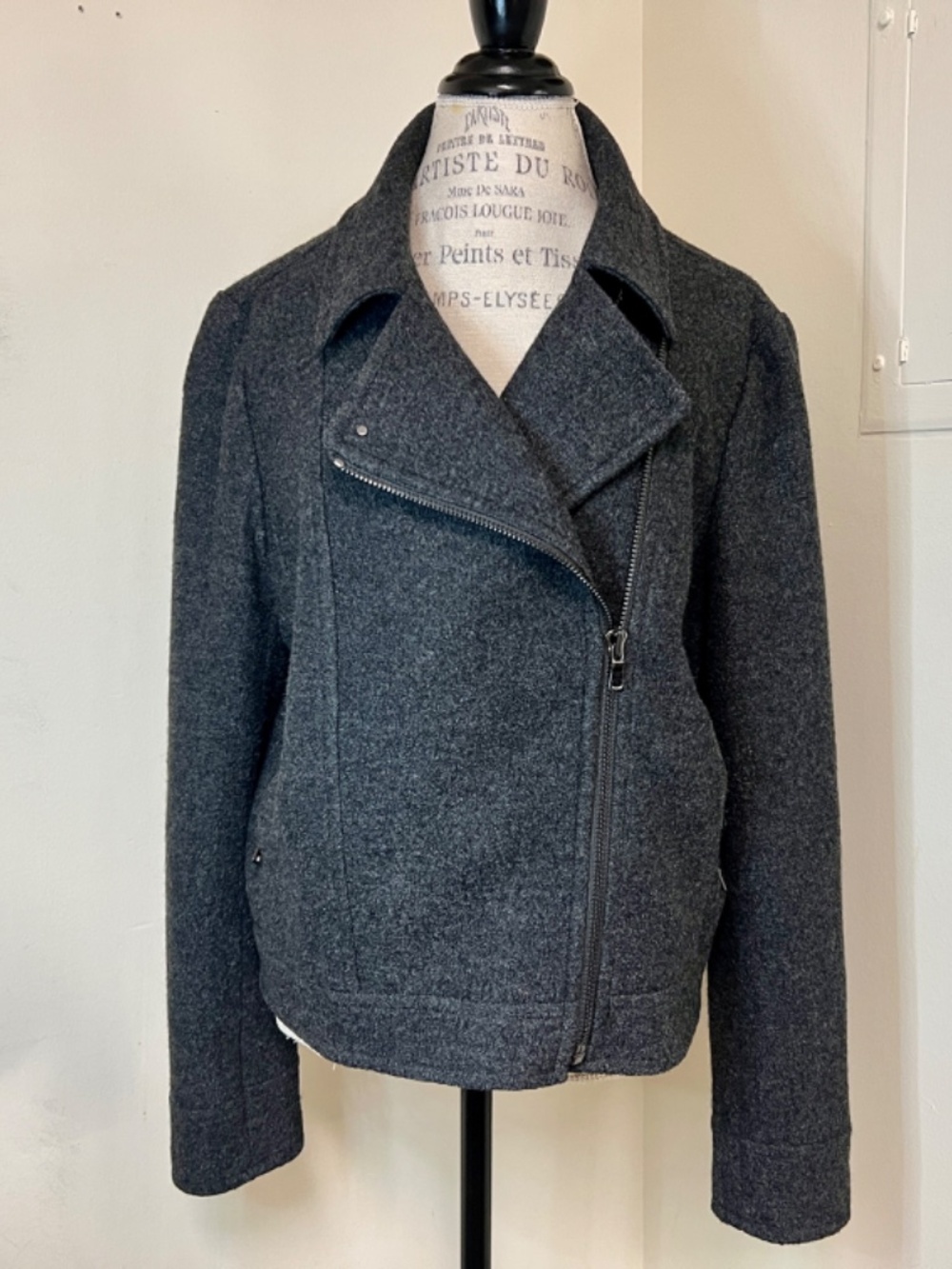 Ann Taylor Notched Wool Blend Moto Jacket Size XL Tall